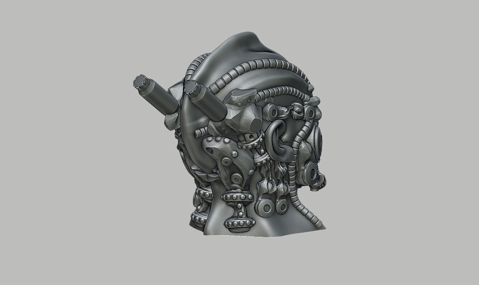 Robot human bust Headphone Stand Cyborg Robot human bust  3D print model_9