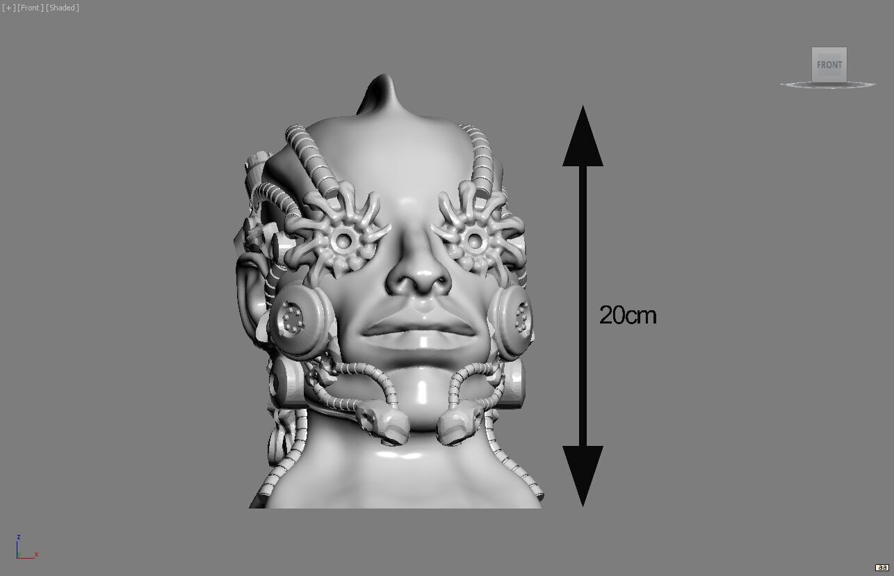 Robot human bust Headphone Stand Cyborg Robot human bust  3D print model_5