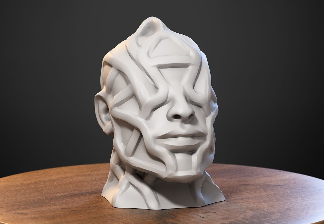 Robot human bust Headphone Stand Cyborg Robot human bust  3D print model_1