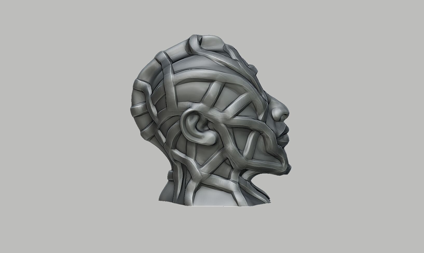 Robot human bust Headphone Stand Cyborg Robot human bust  3D print model_7