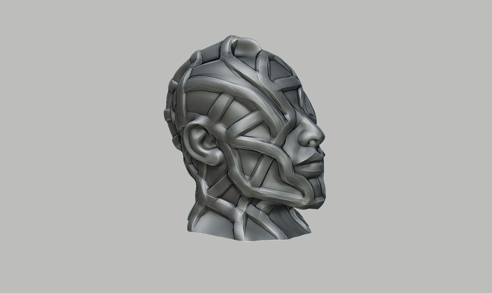 Robot human bust Headphone Stand Cyborg Robot human bust  3D print model_6