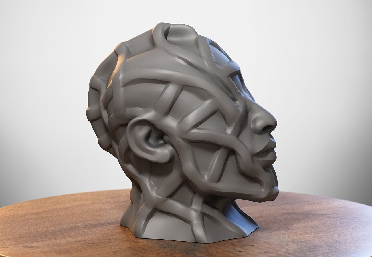 Robot human bust Headphone Stand Cyborg Robot human bust  3D print model_2