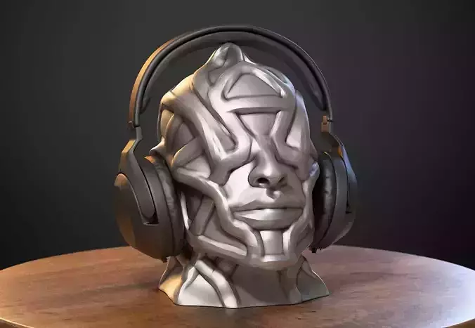 Robot human bust Headphone Stand Cyborg Robot human bust  3D print model
