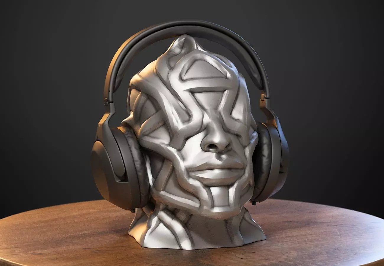 Robot human bust Headphone Stand Cyborg Robot human bust  3D print model_0