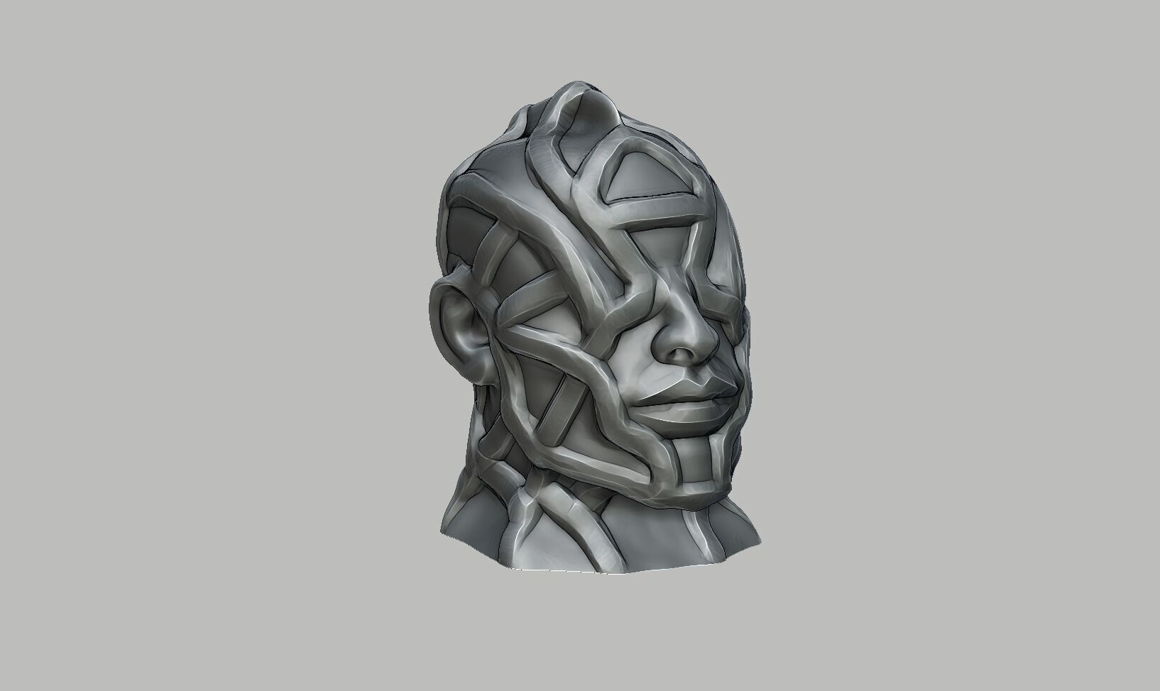 Robot human bust Headphone Stand Cyborg Robot human bust  3D print model_5