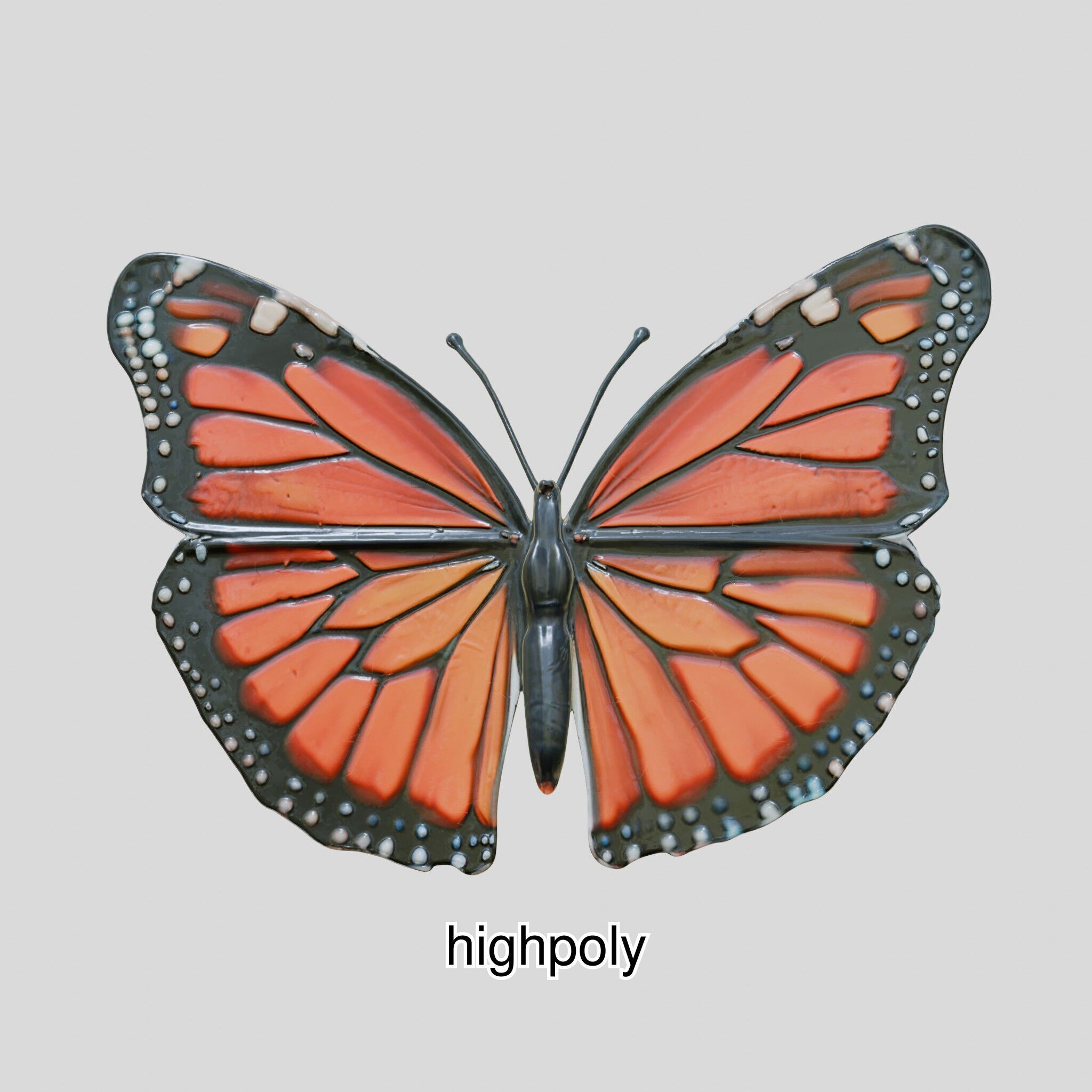 Monarch Butterfly Realistic 3D Model Low-poly 3D model_9