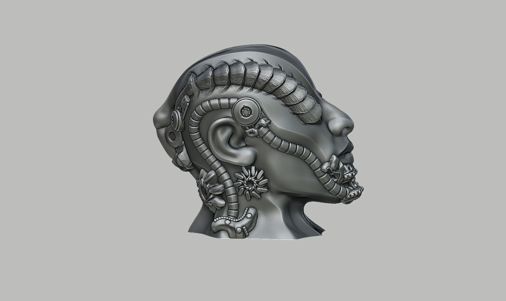 Robot human bust Headphone Stand Cyborg Robot human bust  3D print model_8