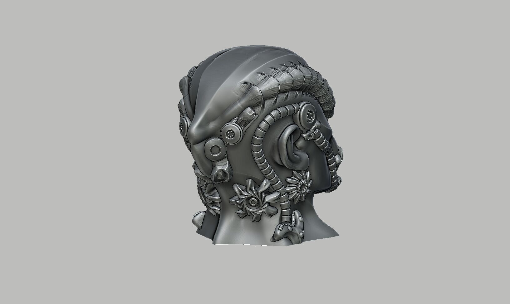 Robot human bust Headphone Stand Cyborg Robot human bust  3D print model_9