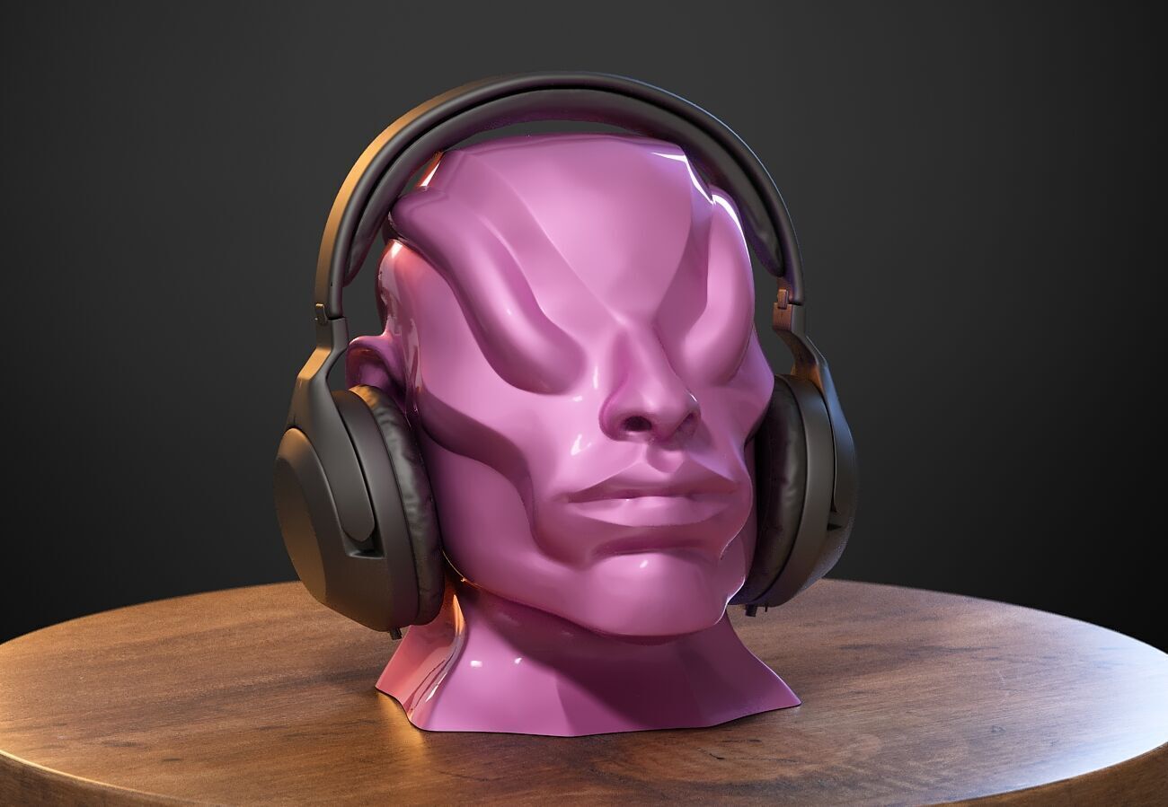 Robot human bust Headphone Stand Cyborg Robot human bust  3D print model_1