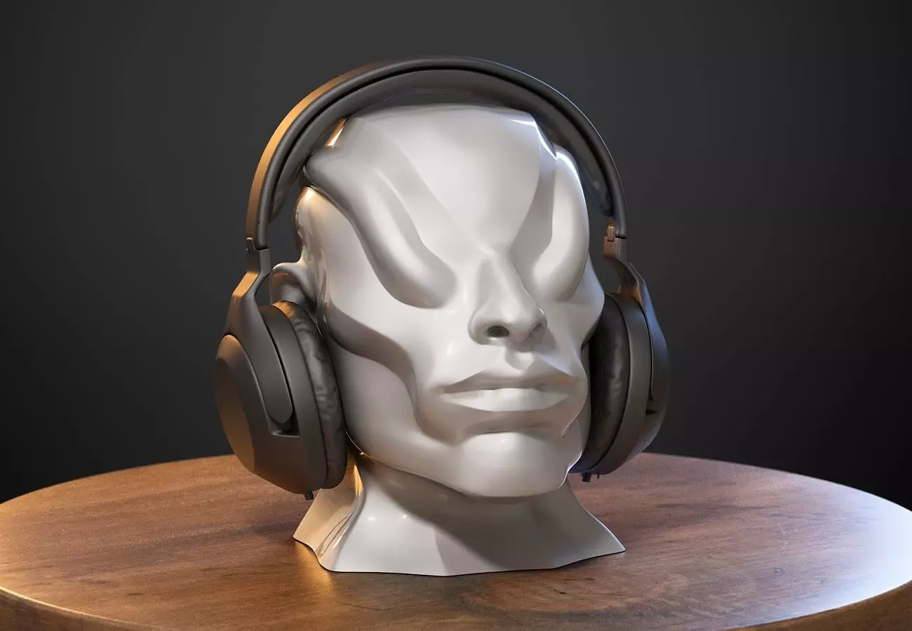 Robot human bust Headphone Stand Cyborg Robot human bust  3D print model_0