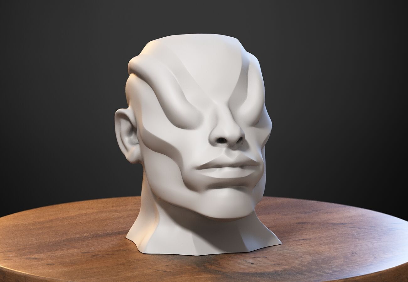 Robot human bust Headphone Stand Cyborg Robot human bust  3D print model_3