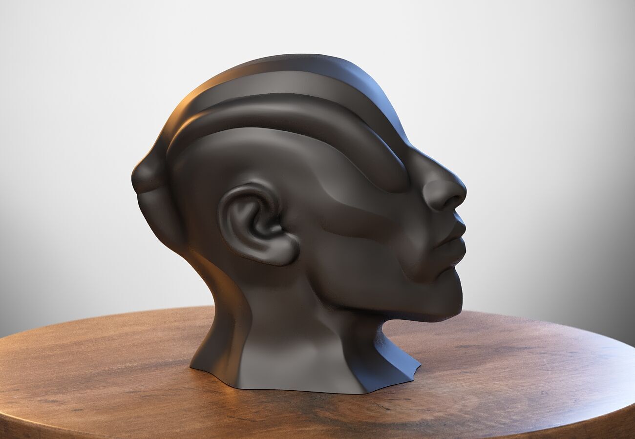 Robot human bust Headphone Stand Cyborg Robot human bust  3D print model_4