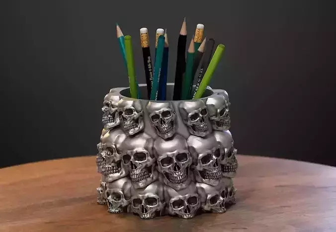 Skull pen holder Human skull pen holder 3D print model