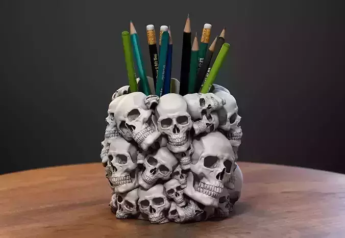 Skull pen holder Skull head pen holder 