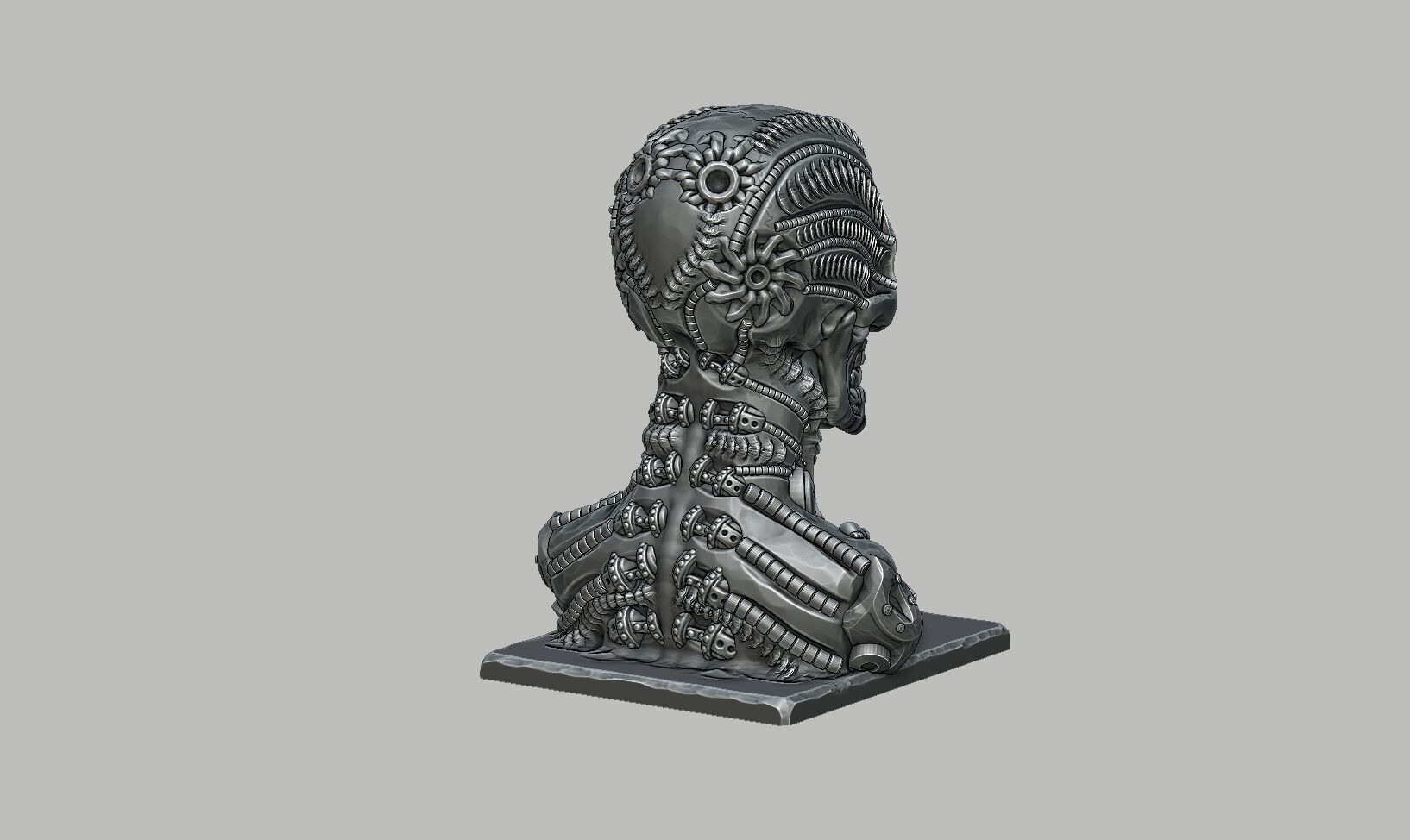 Skull robot Headphone Stand Cyborg skull robot Headset  3D print model_10