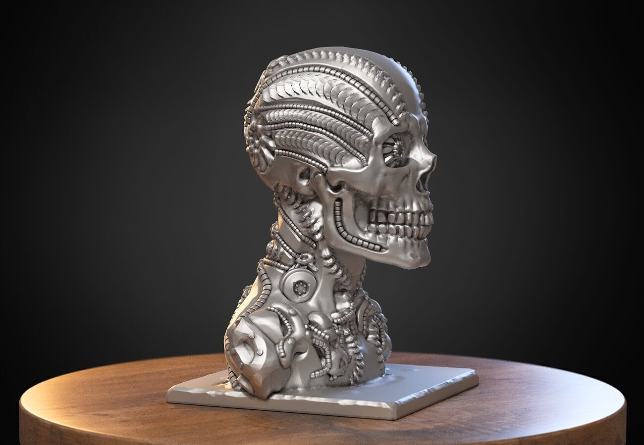 Skull robot Headphone Stand Cyborg skull robot Headset  3D print model_2