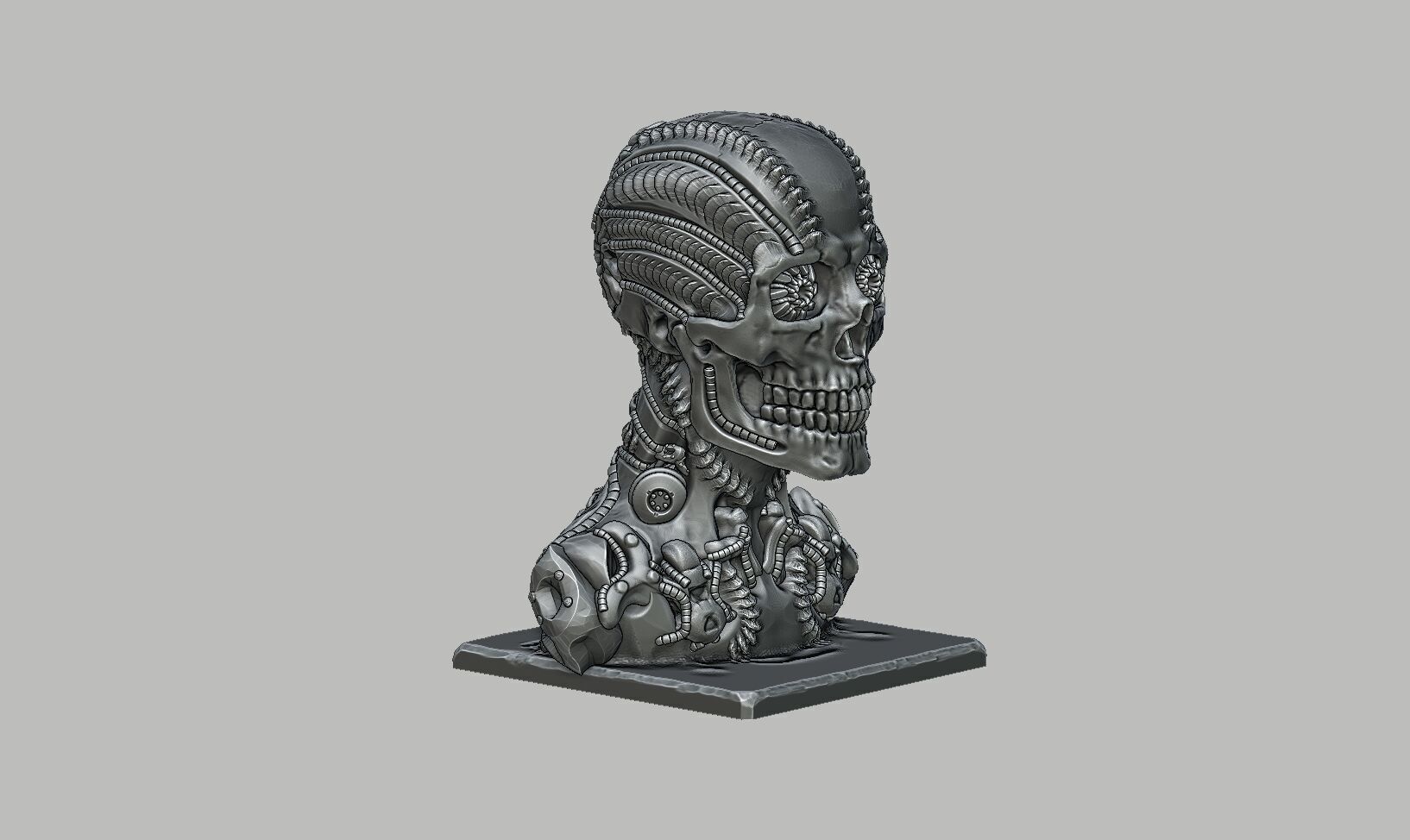 Skull robot Headphone Stand Cyborg skull robot Headset  3D print model_8