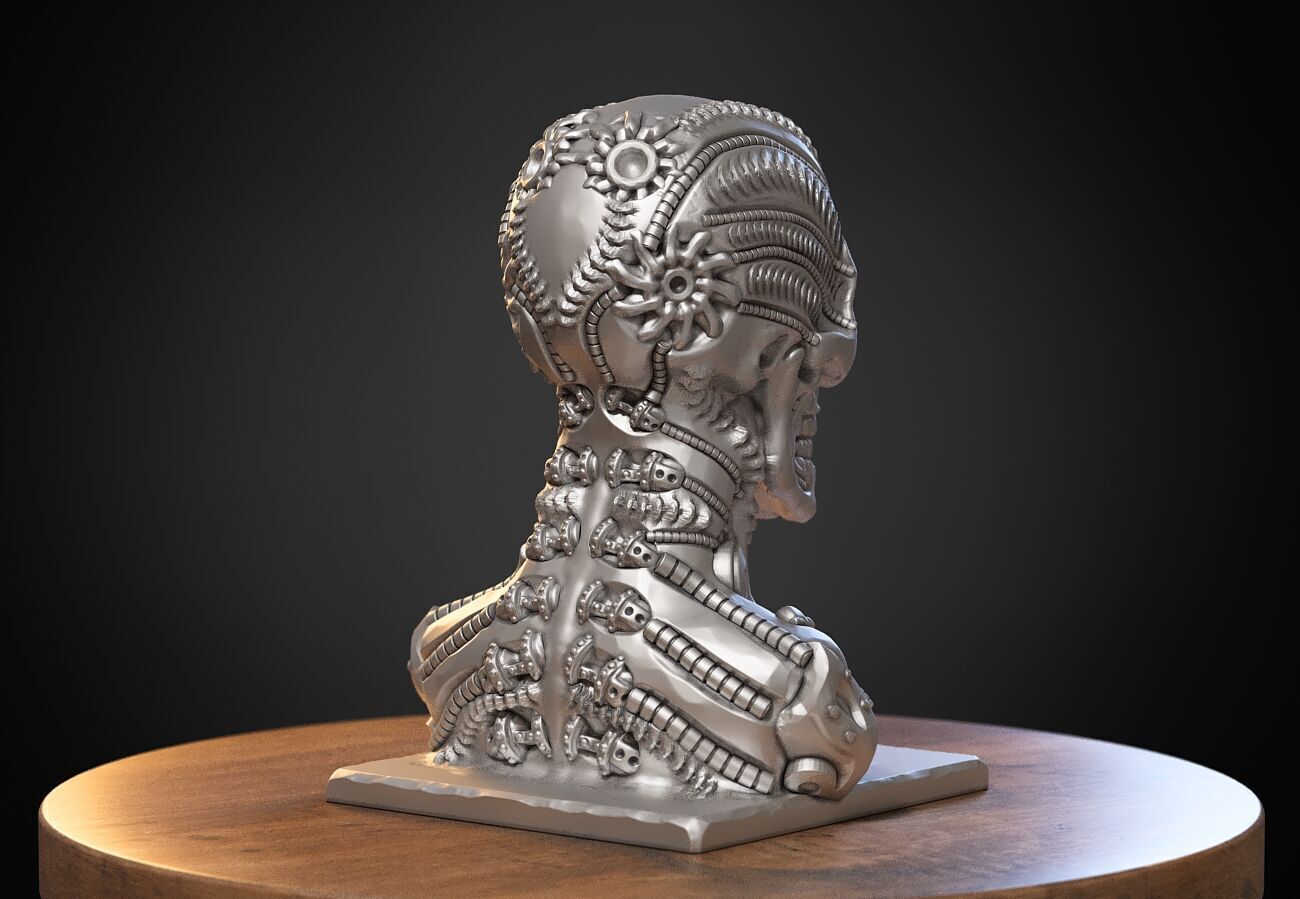 Skull robot Headphone Stand Cyborg skull robot Headset  3D print model_4