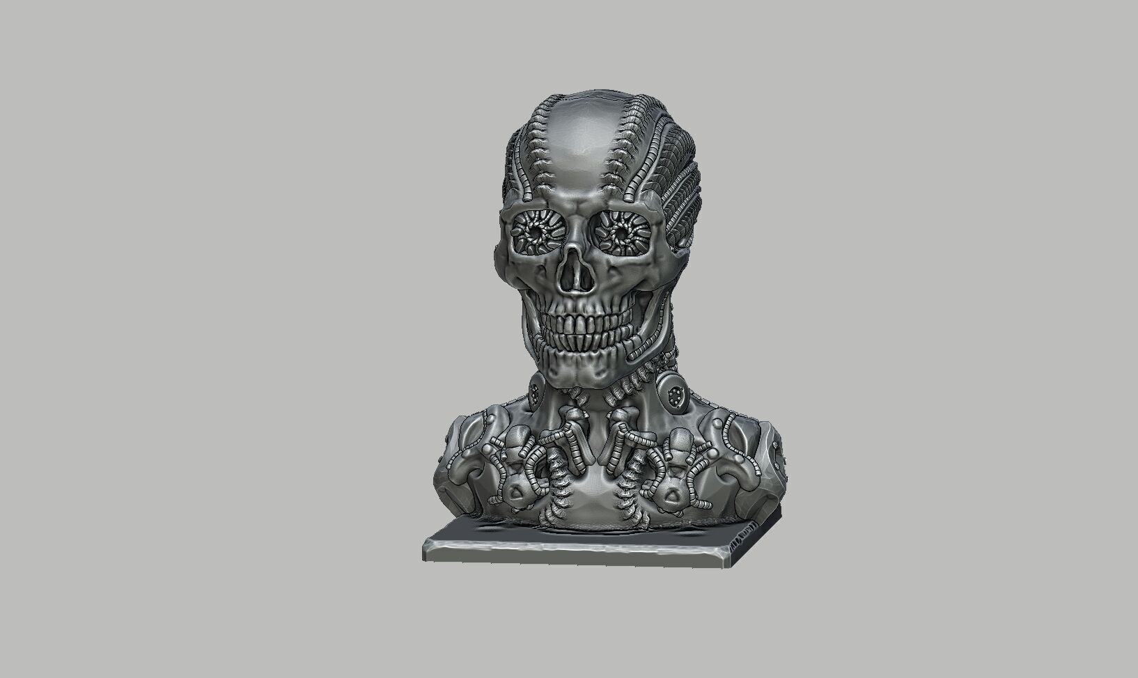 Skull robot Headphone Stand Cyborg skull robot Headset  3D print model_12