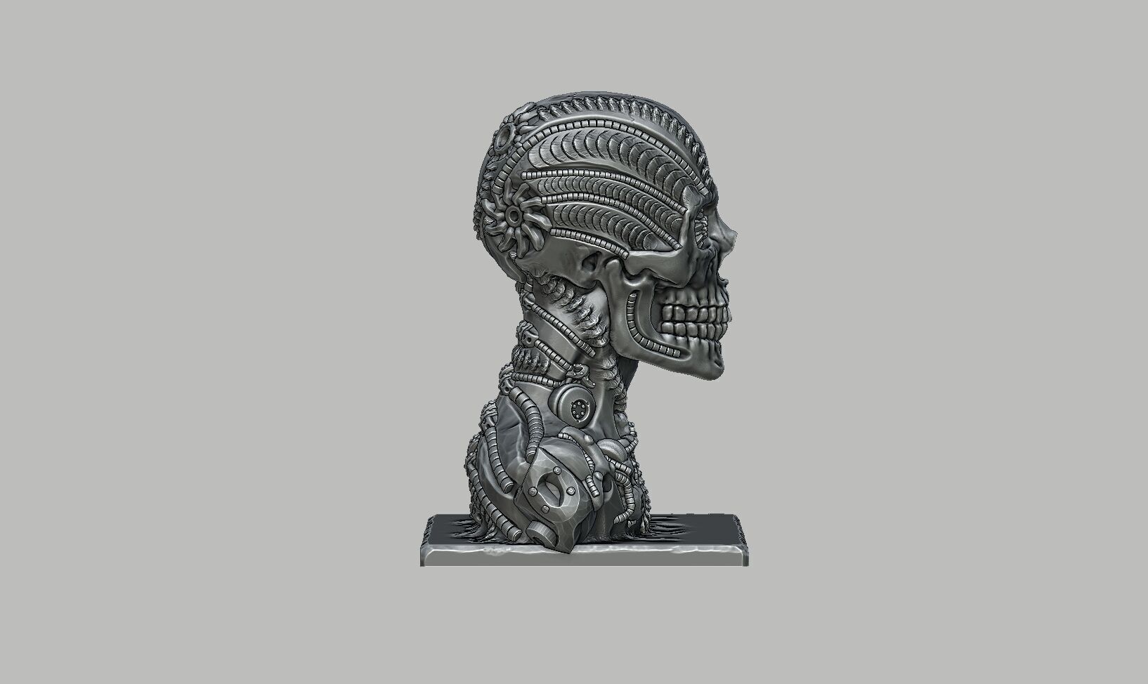 Skull robot Headphone Stand Cyborg skull robot Headset  3D print model_9