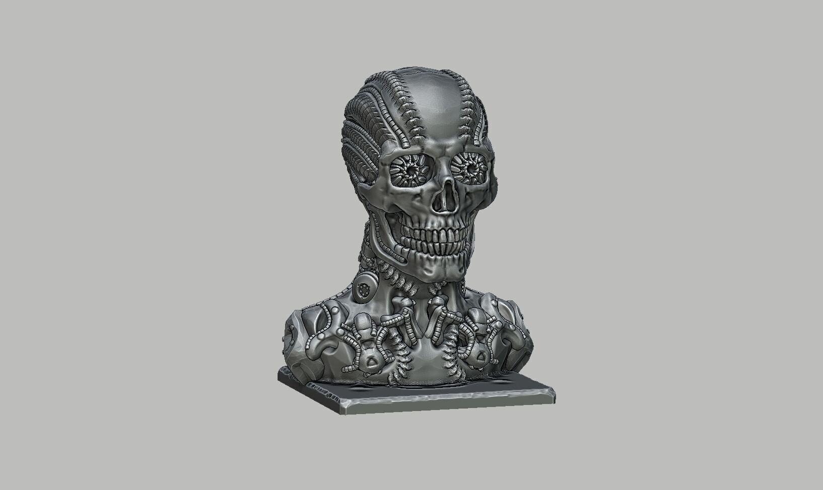 Skull robot Headphone Stand Cyborg skull robot Headset  3D print model_7