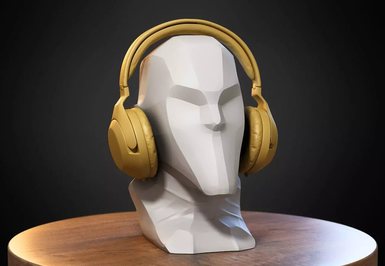 Modern Low-poly Human Bust Headphone Stand - Gaming Desk Holder 3D print model