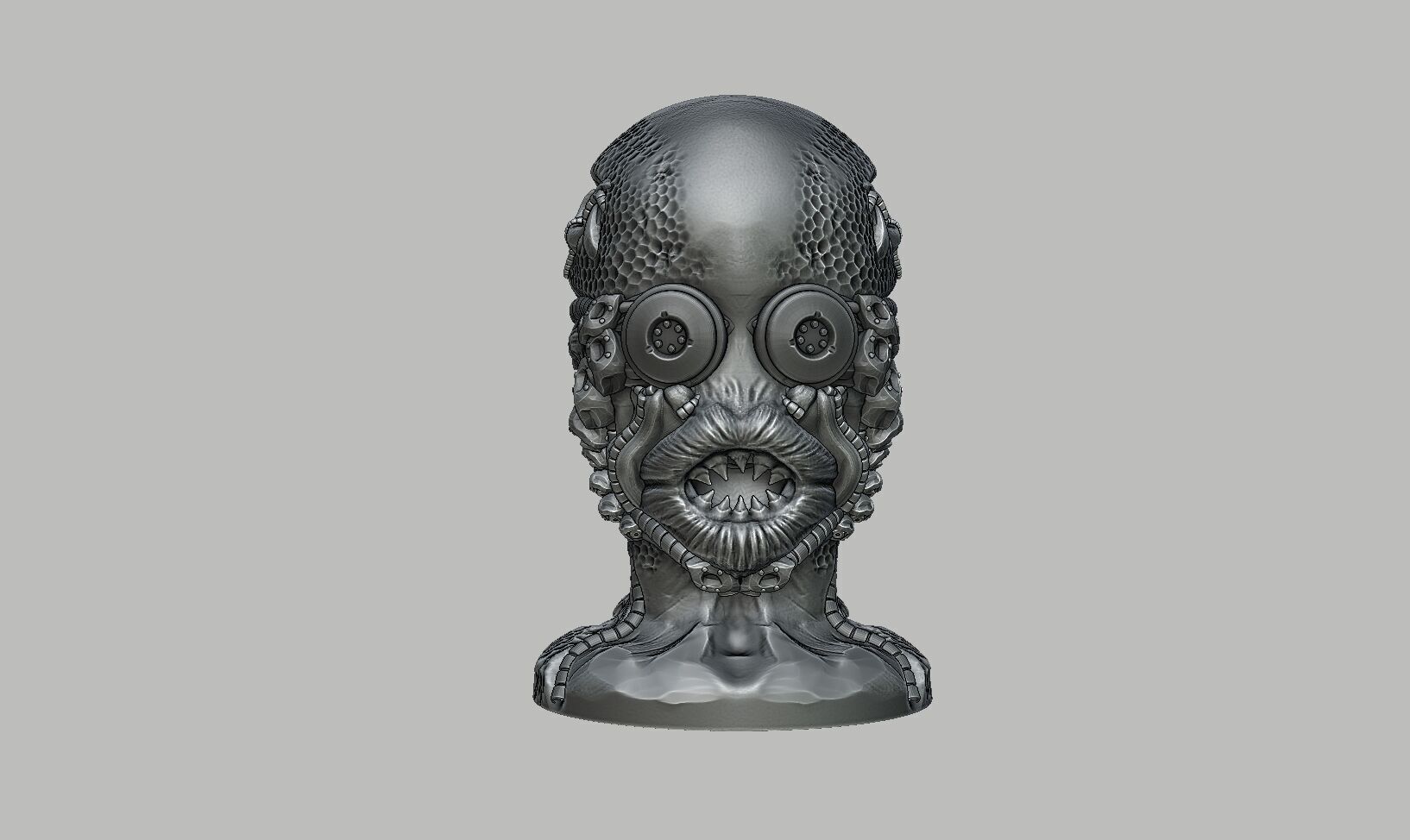 Skull robot dragon Headphone Stand Cyborg skull dragon  3D print model_12