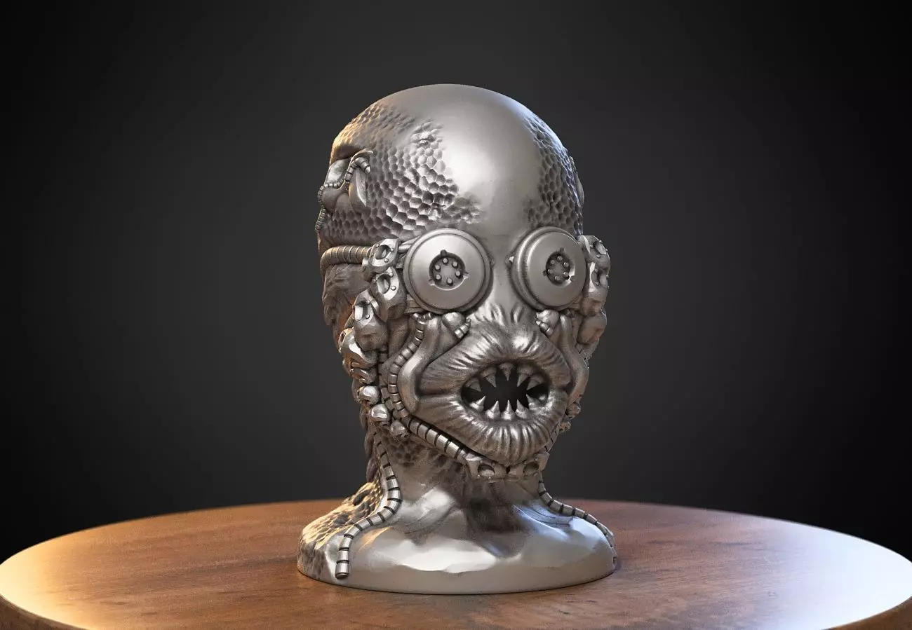 Skull robot dragon Headphone Stand Cyborg skull dragon  3D print model_0