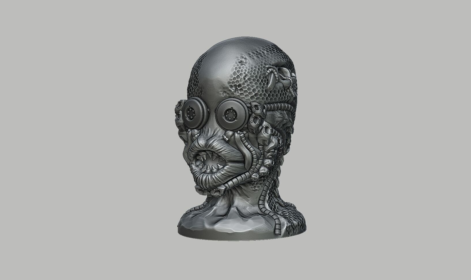 Skull robot dragon Headphone Stand Cyborg skull dragon  3D print model_11