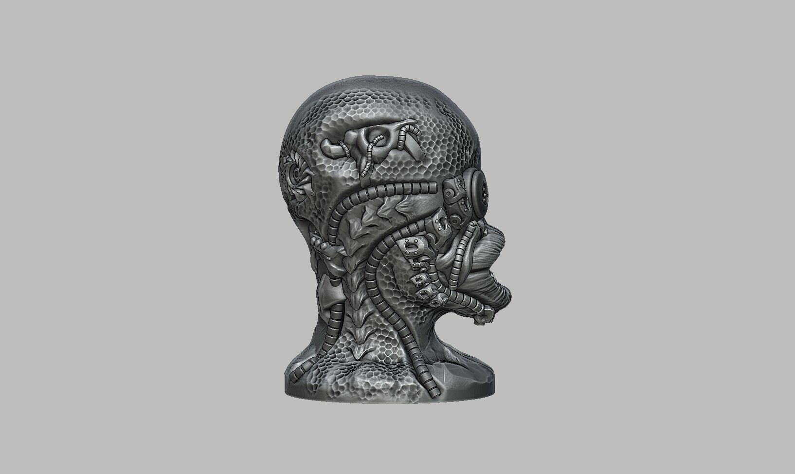 Skull robot dragon Headphone Stand Cyborg skull dragon  3D print model_7