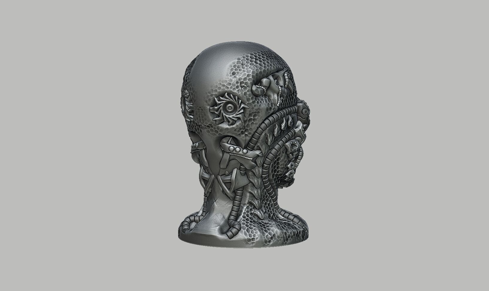 Skull robot dragon Headphone Stand Cyborg skull dragon  3D print model_10