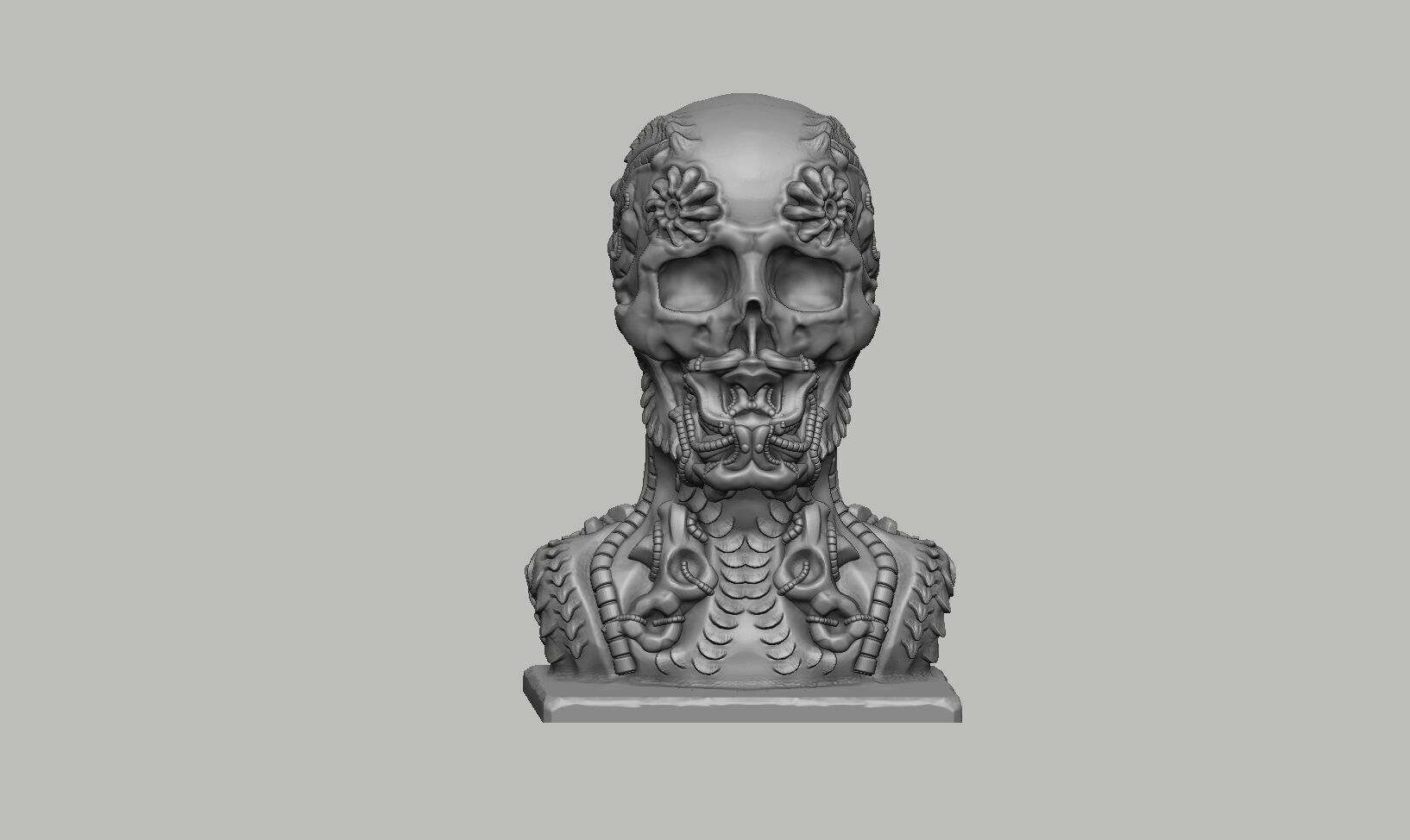 Skull robot dragon Headphone Stand Cyborg skull dragon  3D print model_11