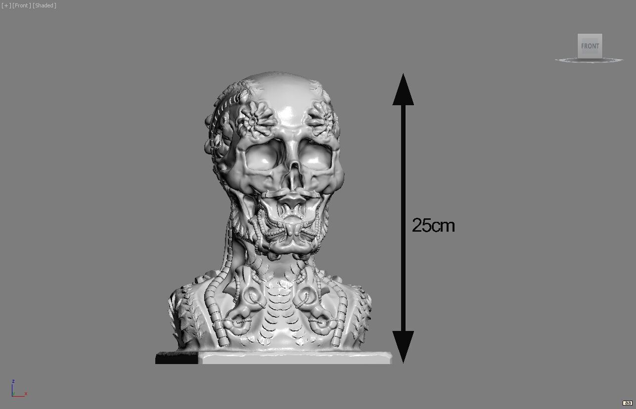 Skull robot dragon Headphone Stand Cyborg skull dragon  3D print model_5