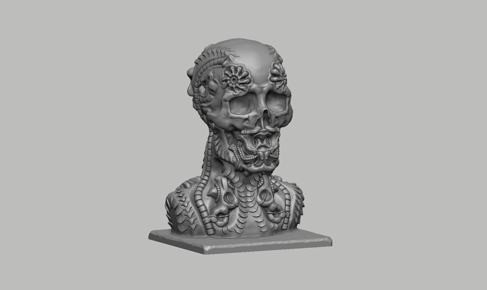 Skull robot dragon Headphone Stand Cyborg skull dragon  3D print model_6