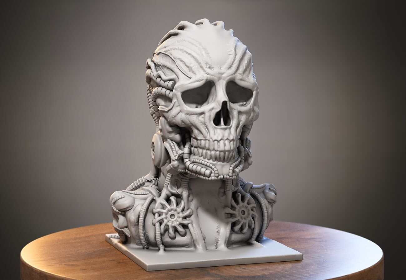 Skull robot Headphone Stand Cyborg skull robot Headset  3D print model_2