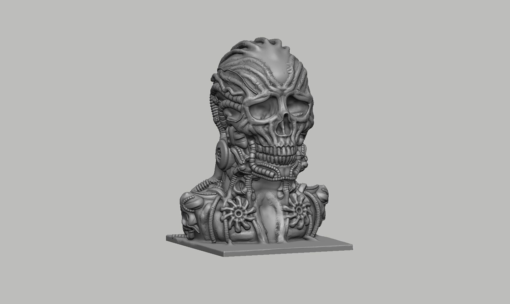 Skull robot Headphone Stand Cyborg skull robot Headset  3D print model_5