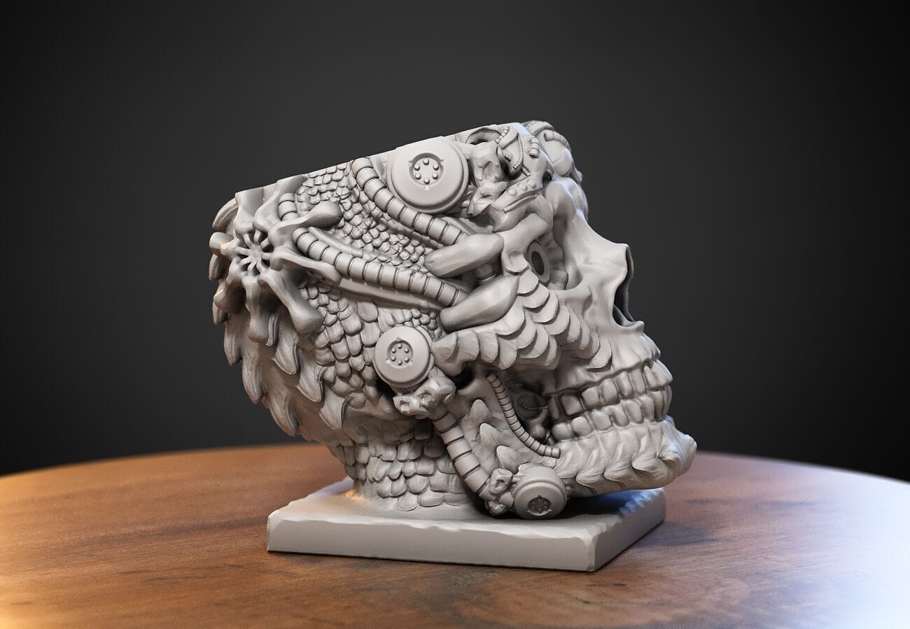 Robot skull pen holder Robot skull pen holder 3D print model_5