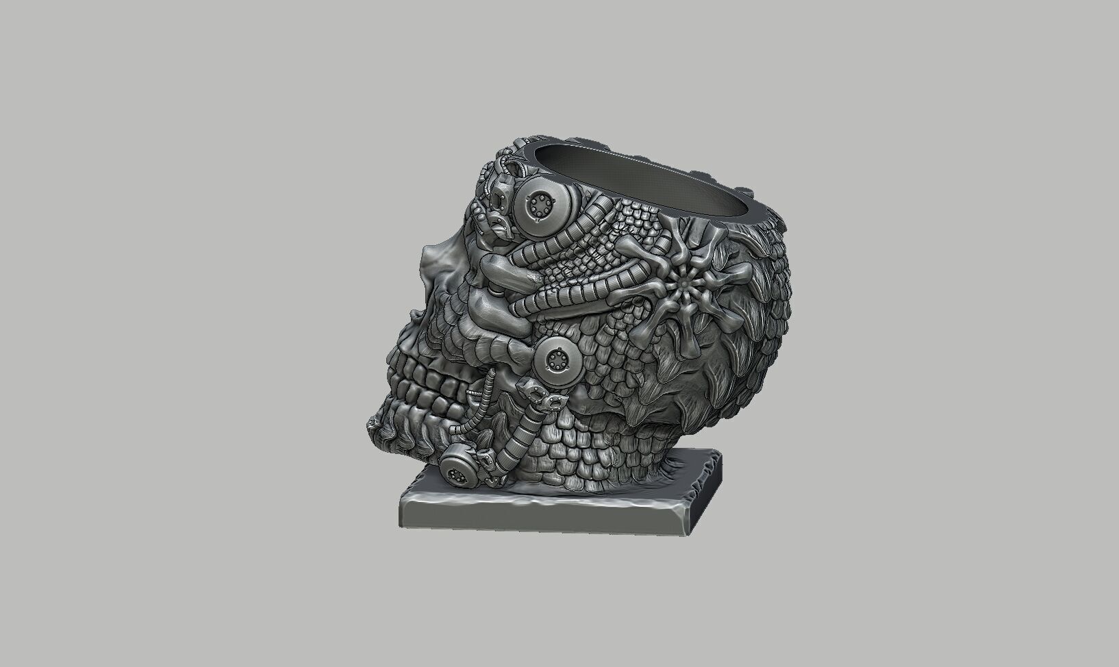 Robot skull pen holder Robot skull pen holder 3D print model_13