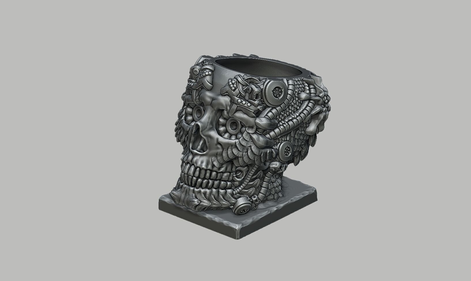 Robot skull pen holder Robot skull pen holder 3D print model_14