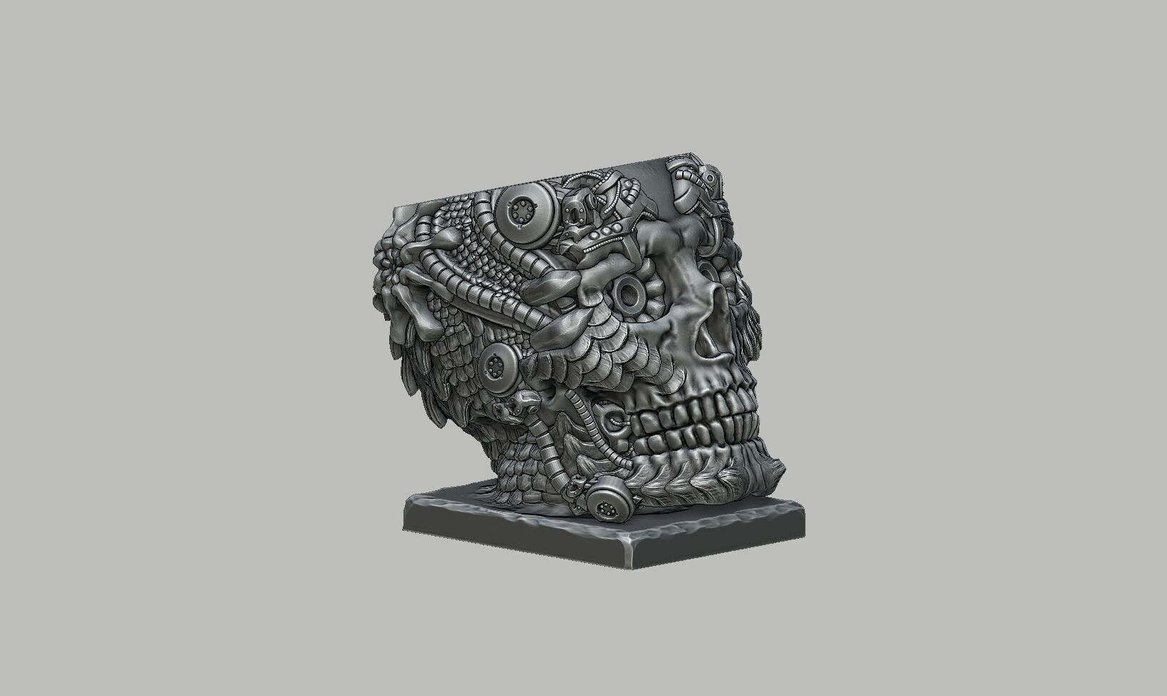 Robot skull pen holder Robot skull pen holder 3D print model_9