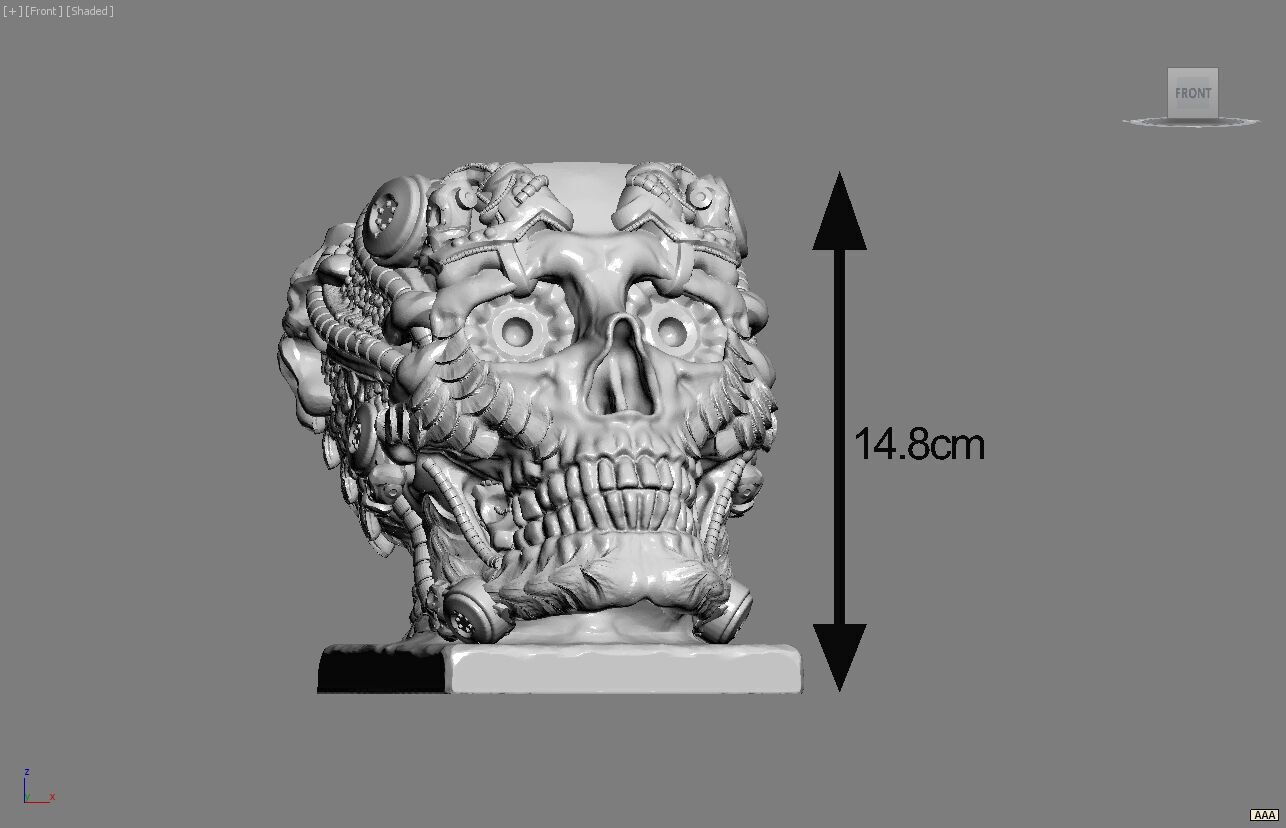 Robot skull pen holder Robot skull pen holder 3D print model_7