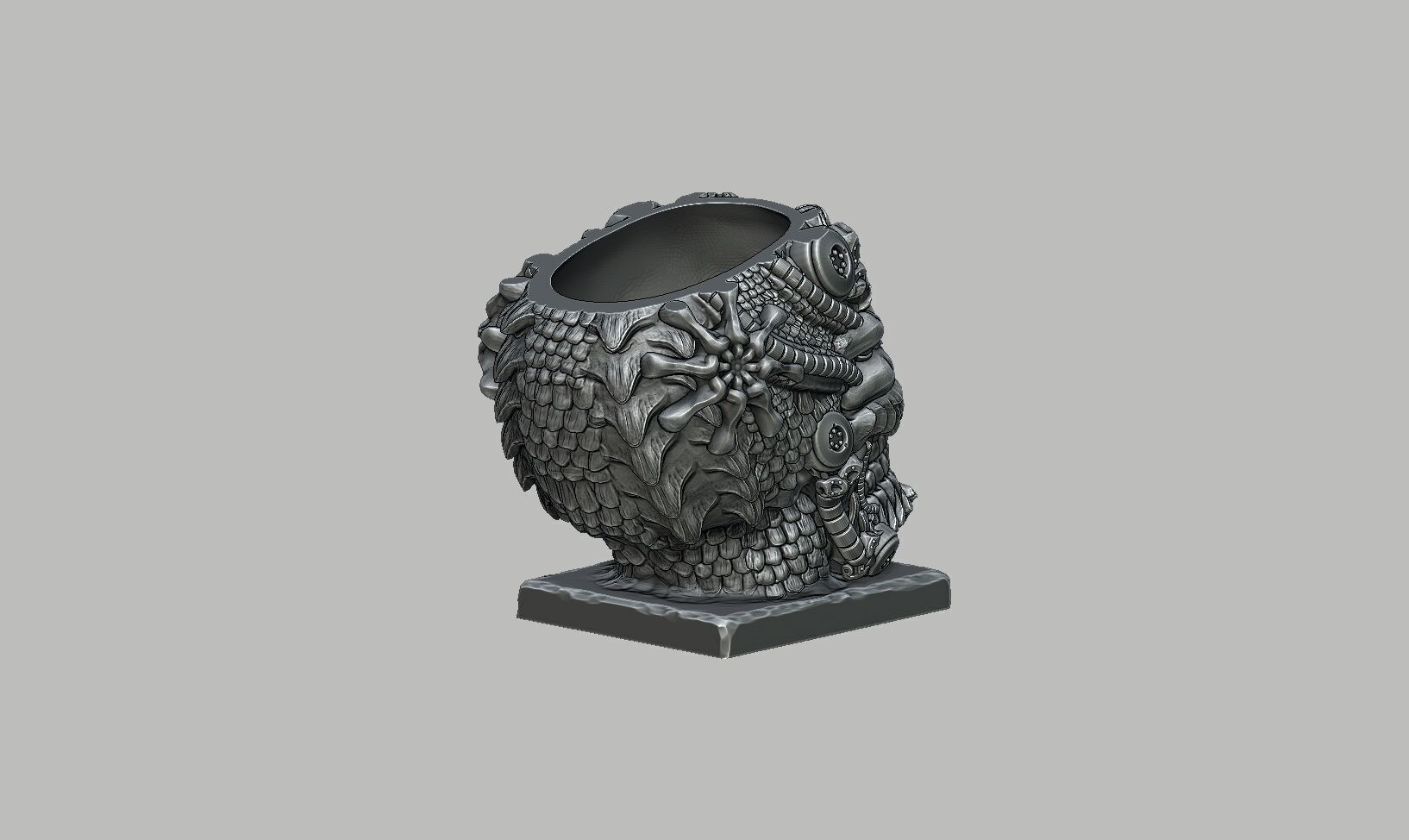 Robot skull pen holder Robot skull pen holder 3D print model_11