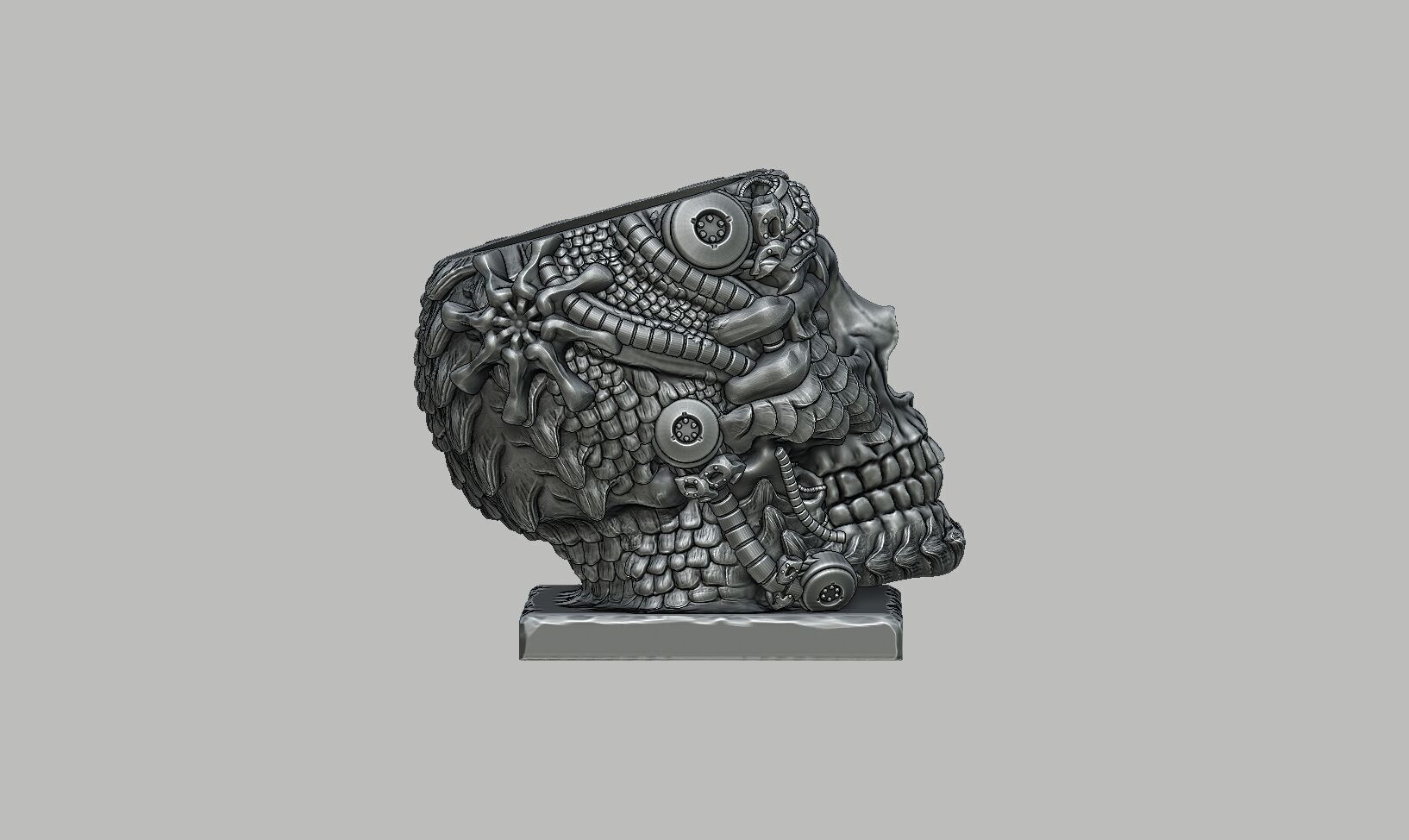 Robot skull pen holder Robot skull pen holder 3D print model_10