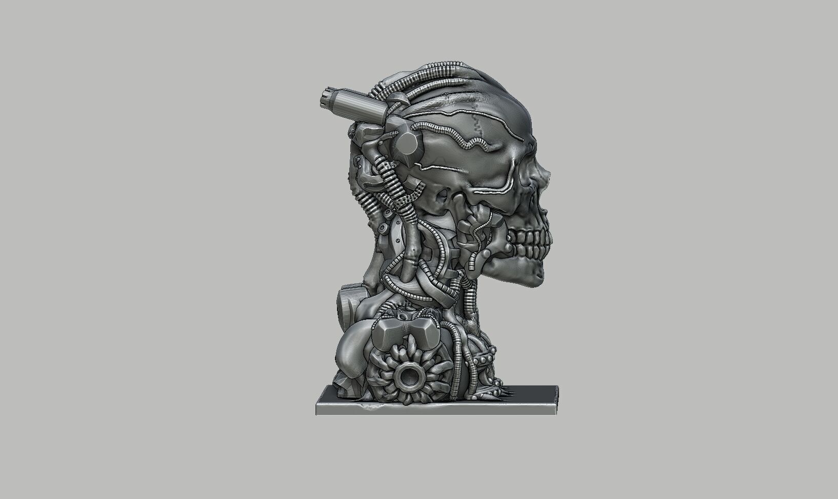 Robot Skull Headphone Stand Cyborg Headset Stand 3D print model_10