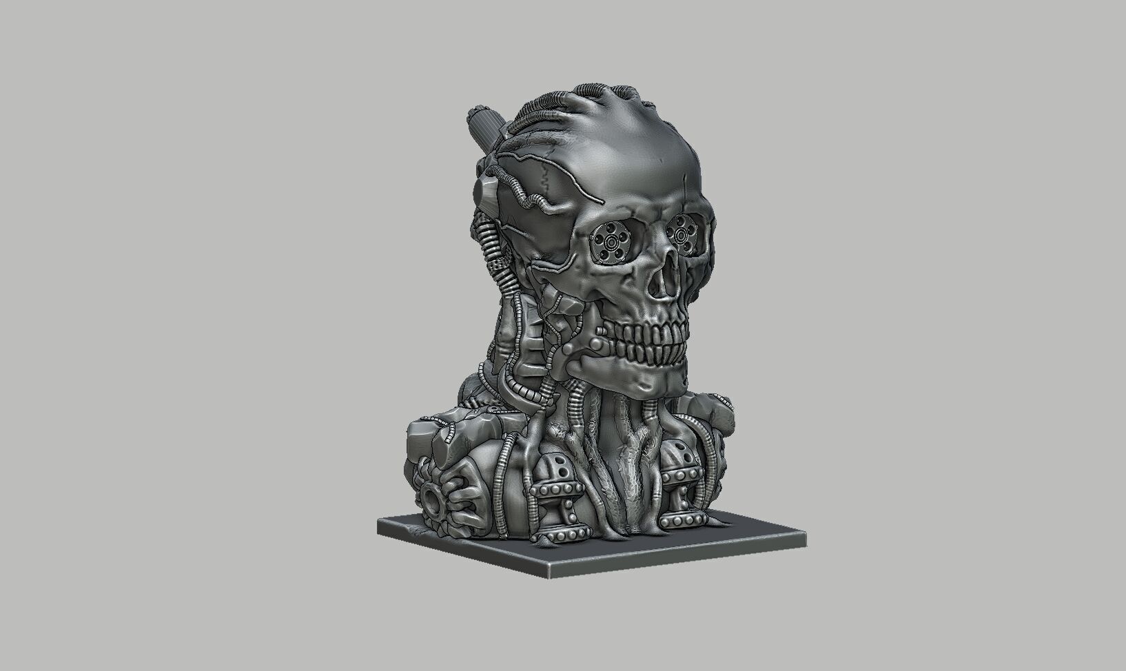 Robot Skull Headphone Stand Cyborg Headset Stand 3D print model_9