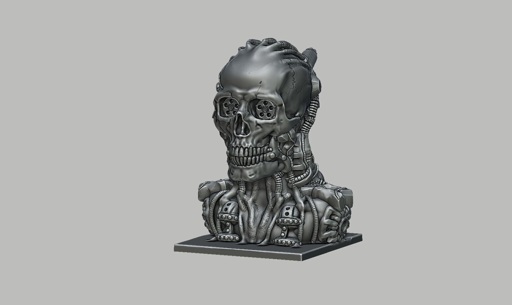 Robot Skull Headphone Stand Cyborg Headset Stand 3D print model_14