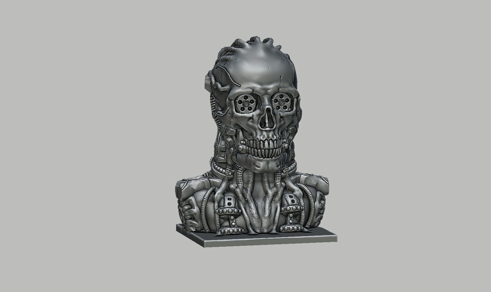 Robot Skull Headphone Stand Cyborg Headset Stand 3D print model_8