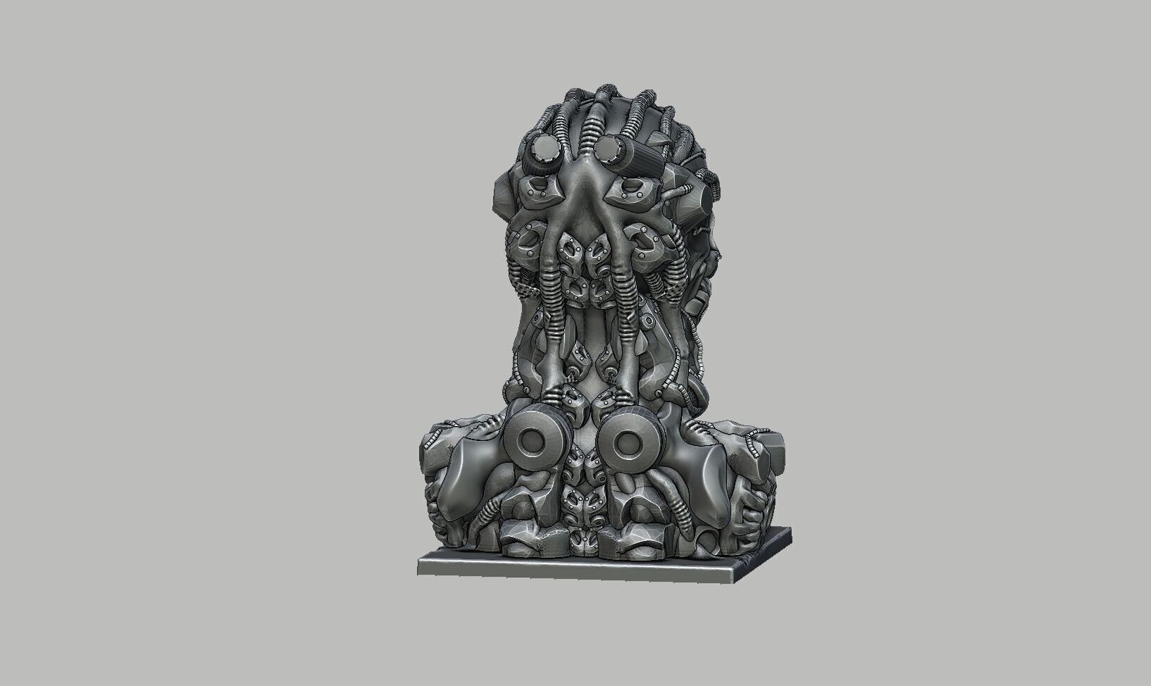 Robot Skull Headphone Stand Cyborg Headset Stand 3D print model_12