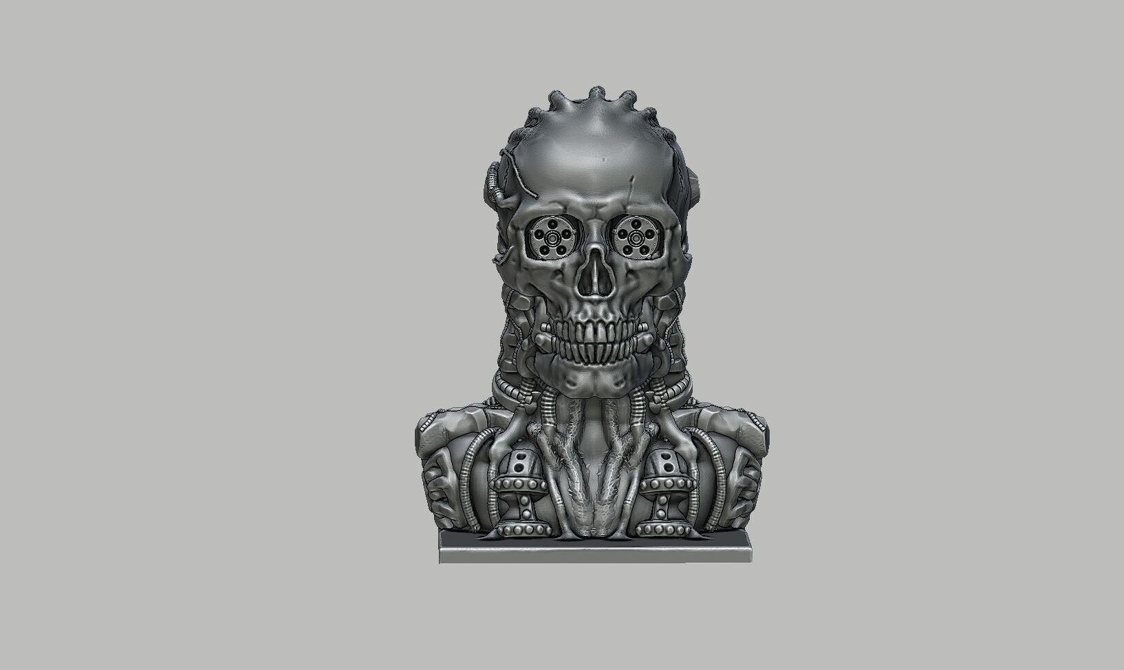 Robot Skull Headphone Stand Cyborg Headset Stand 3D print model_15