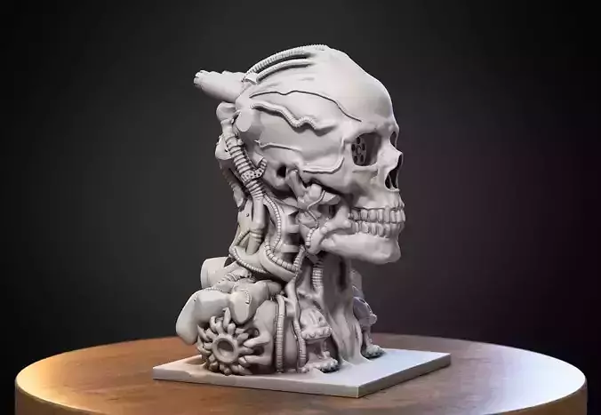 Robot Skull Headphone Stand Cyborg Headset Stand 3D print model